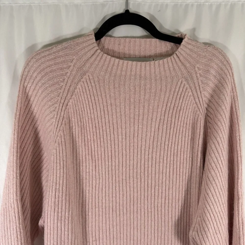 Silk Lore Sweater Women's 3X Pink Ribeed Knit High Neck Ramie Silk Blend